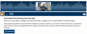 Screenshot WDR-Beitrag Auslandsberichterstattung WDR 5